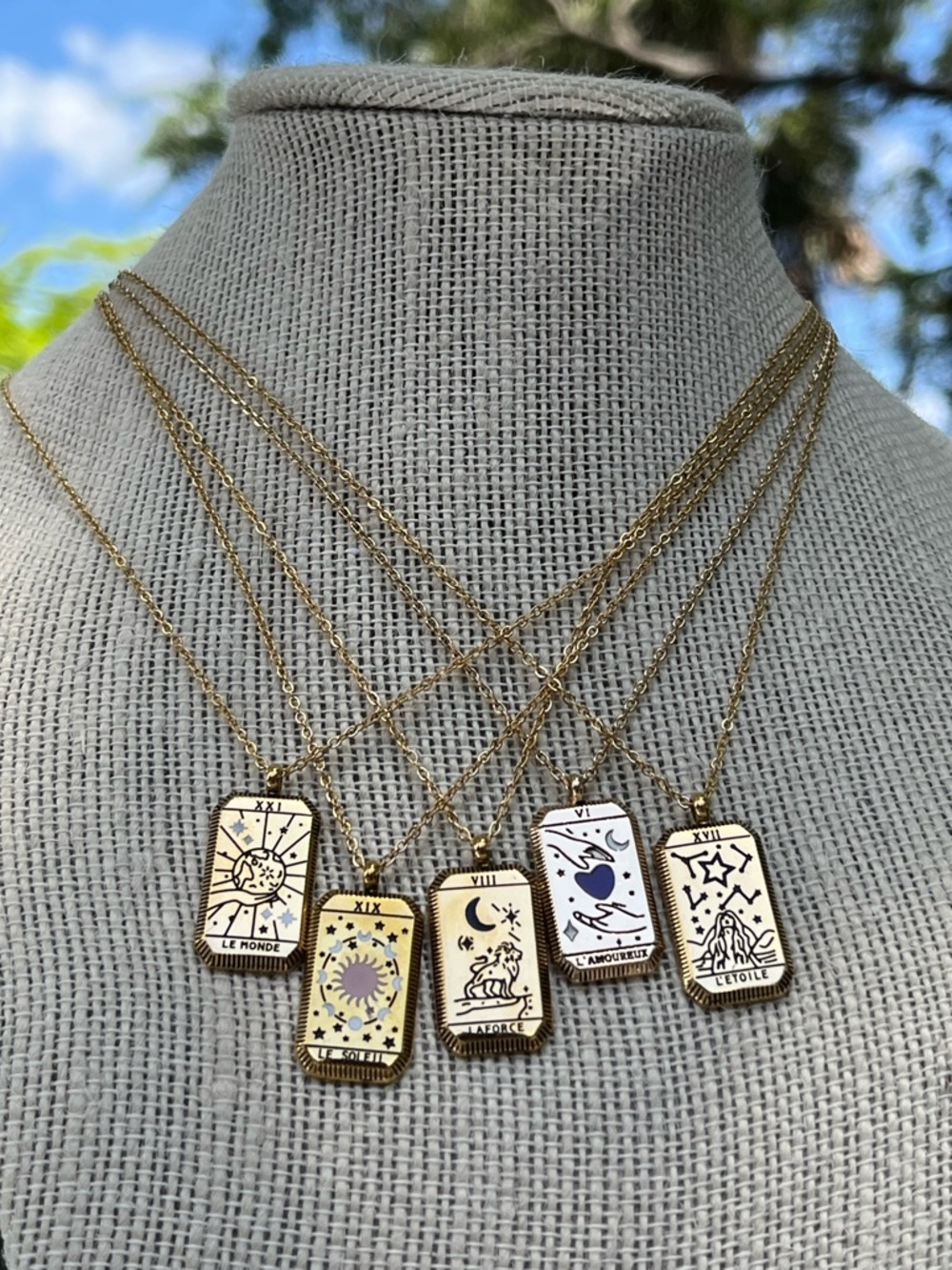 Gold Tarot Card Pendant Necklace